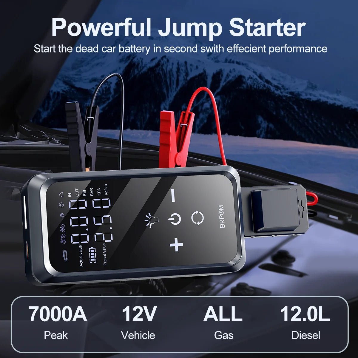 7000A Car Jump Starter 26800Mah Power Bank 150PSI Pump Air Compressor Emergency Battery Booster Power Bank Start