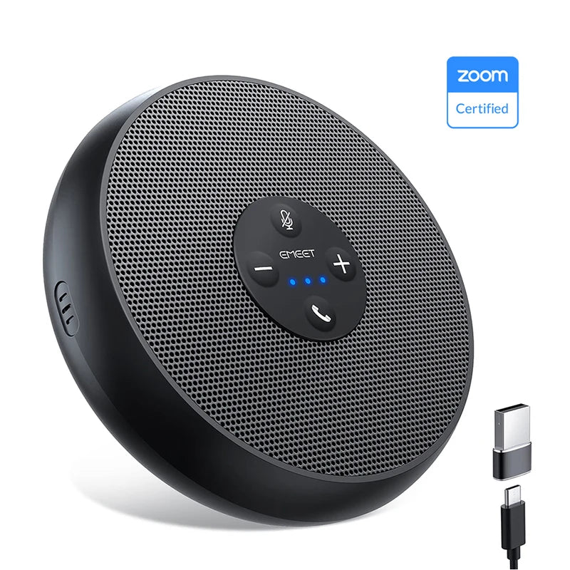 USB Wired Speakerphone Conference Speaker with 2 Mics 360° Voice Pickup Meeting Microphone Zoom Certified for Office/Home