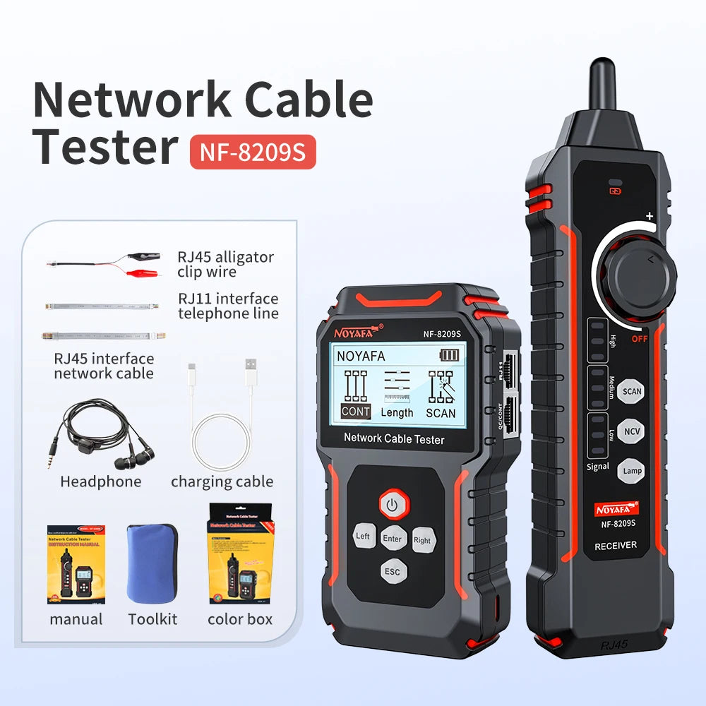 New NF-8209S LCD Network Cable Tester Wire Tracker Poecurrent Length Cabl RJ45 Cable Tracker Multifunctional Tester Tool