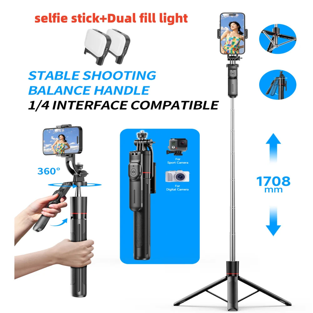 Monopod Remote Shutter with Fill Light for Iphone Samsung Xiaomi Phone Holder Mini Tripod Wireless Bluetooth Selfie Stick