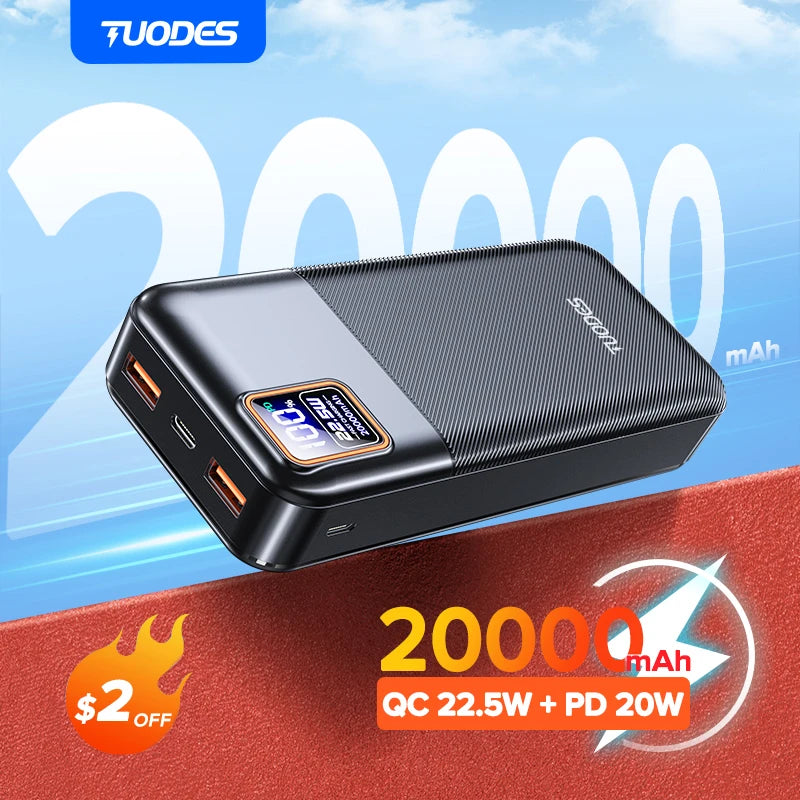 Power Bank 20000Mah PD20W External Large Battery Capacity 22.5W Fast Charging Portable Charger for Iphone Samsung Xiaomi