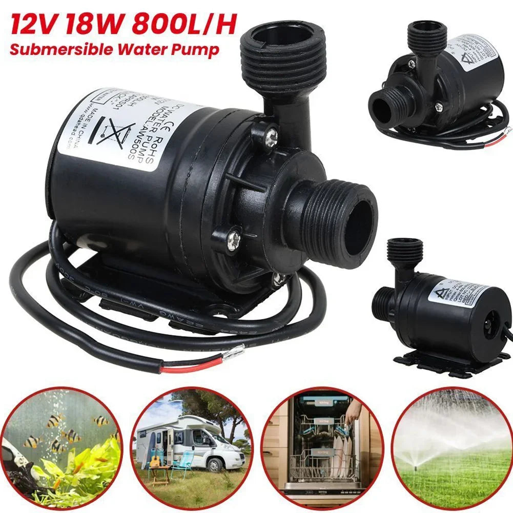 Garden High Pressure Pump DC 12V Submersible Pump 800L/H 5M Solar Brushless Motor Water Pump Low Noise Water Circulation Pump