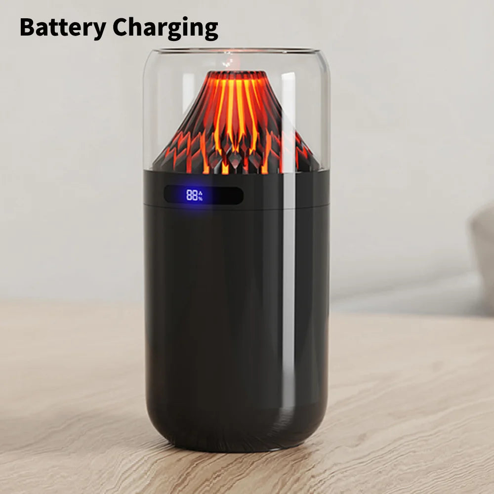 Volcano-Shaped Car Air Humidifier Colorful Night Light Aroma Essential Oil Diffuser USB Plug-In/Battery Charging for Home Office