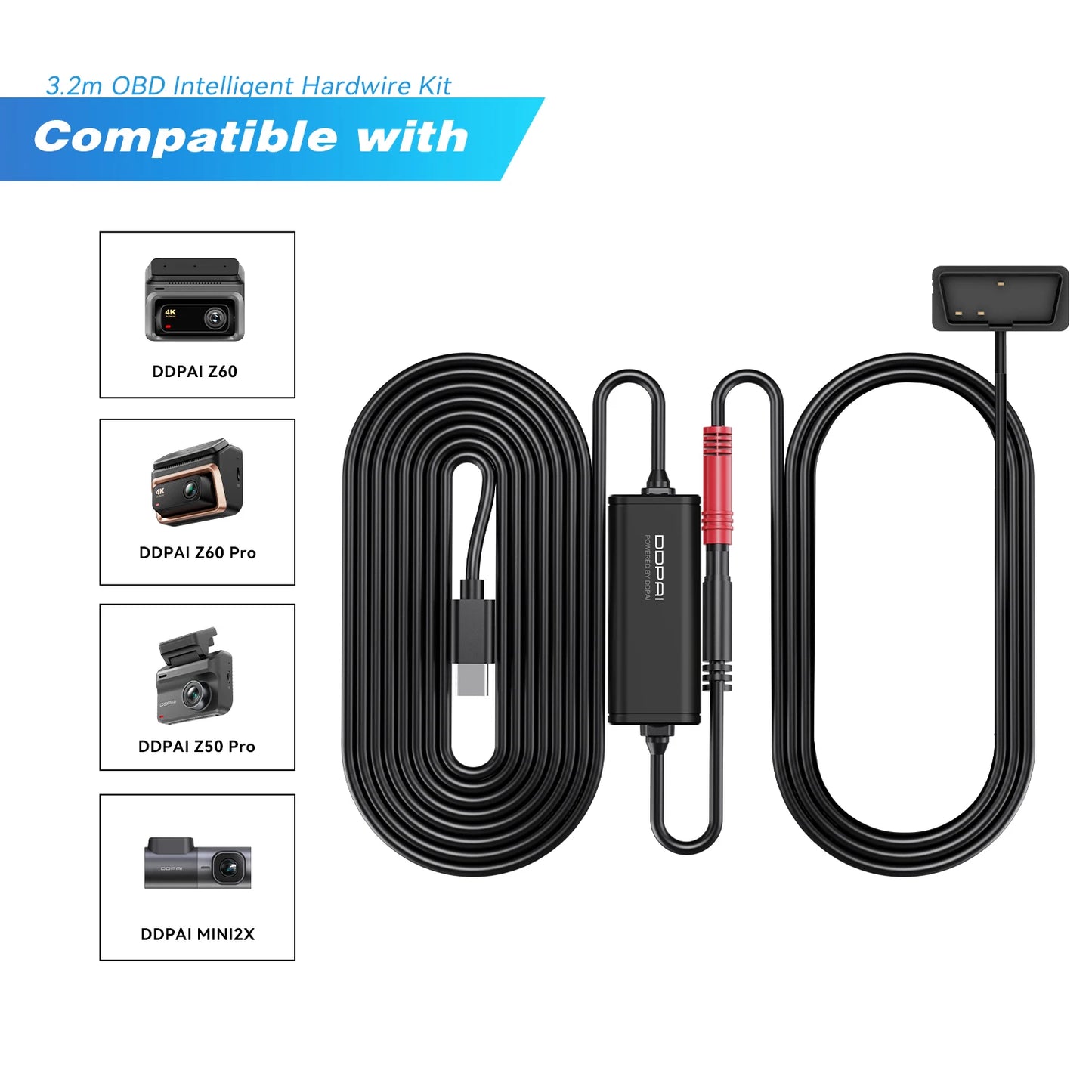 Dash Cam Smart OBD Hardware Kit Compatible with Models N1 Dual, N3 Pro, N5 Dual, Z50,Z60 Enable 24 Hours Parking Monitor