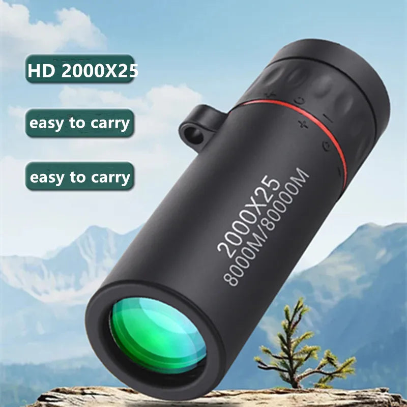 Outdoor 2000X25 HD Monocular Telescope Mini Portable Mobile Phone Telescope with Holder Camping Hunting Birdwatching Telescopes