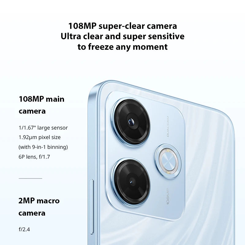 Global Version Redmi 13X Smartphone MTK Helio G91 Ultra 108MP Super Clear Camera 6.79" FHD+ Display 33W Fast Charging