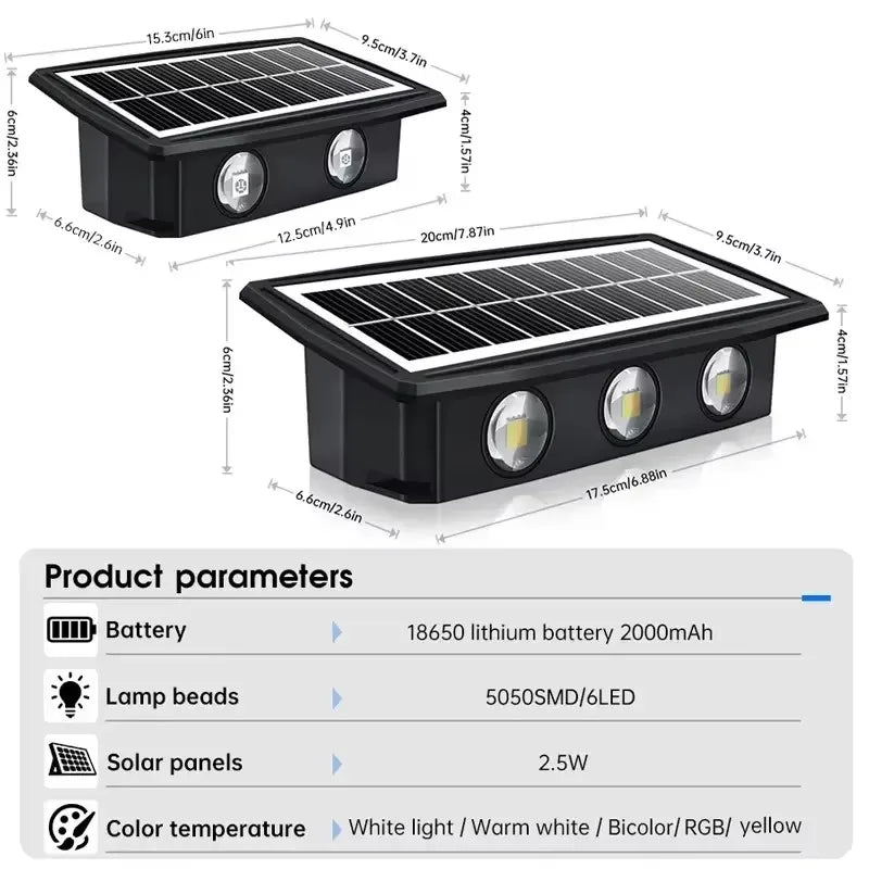 Solar Wall Lamp Outdoor Solar LED Light Waterproof up and down Luminous Lighting Balcony Yard Garden Decoration Lights