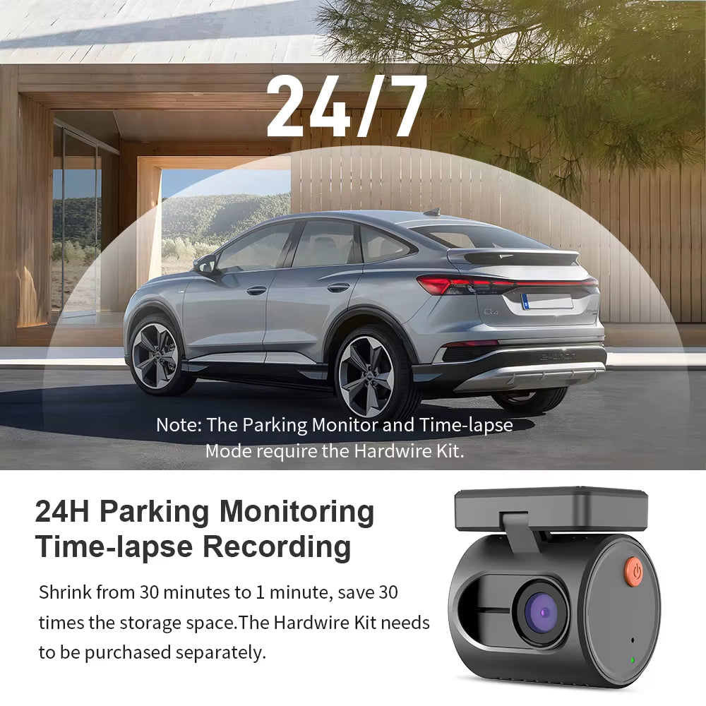 2K Dash Camera for Cars DVR Dash Cam MINI 3 Video Recorder Emergency Voice Control Night Vision Wifi APP Monitor Dashcam