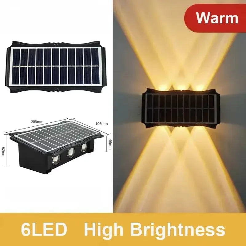 Solar Wall Lamp Outdoor Solar LED Light Waterproof up and down Luminous Lighting Balcony Yard Garden Decoration Lights