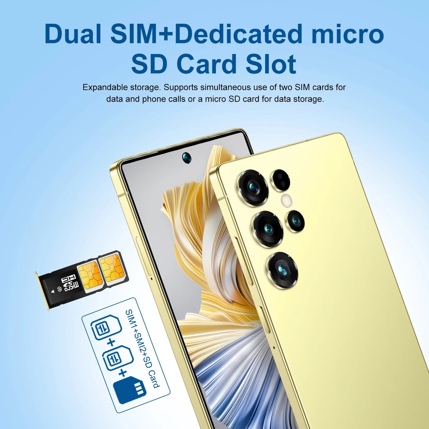 2025 HOT S26 Ultra 7.3HD Global Edition Original Smart Dual Card 7800Mah Battery Facial 5G Dual Card Dual Standby Android 14