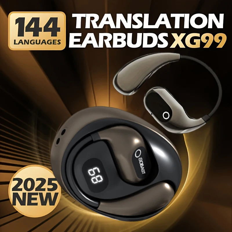 2025New AI Translator Earbuds Real-Time 2-Way 144+ Languages, Bluetooth 5.4, Wireless for Travel/Business/Learning , Ios/Android