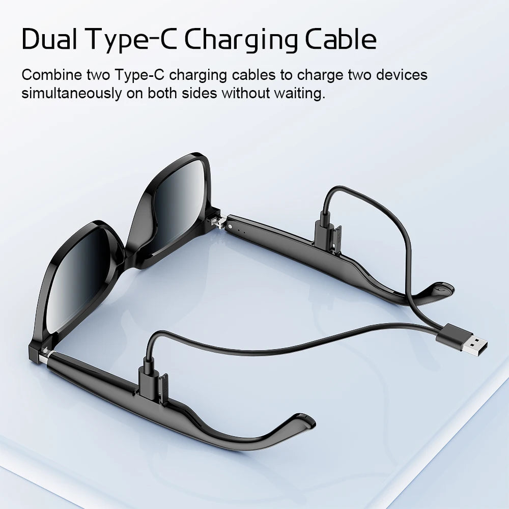 AI Sunglasses Wireless Bluetooth Earphones Stereo Sound Earbuds Touch Control Wireless Headphones Sports Headsets with HD Call