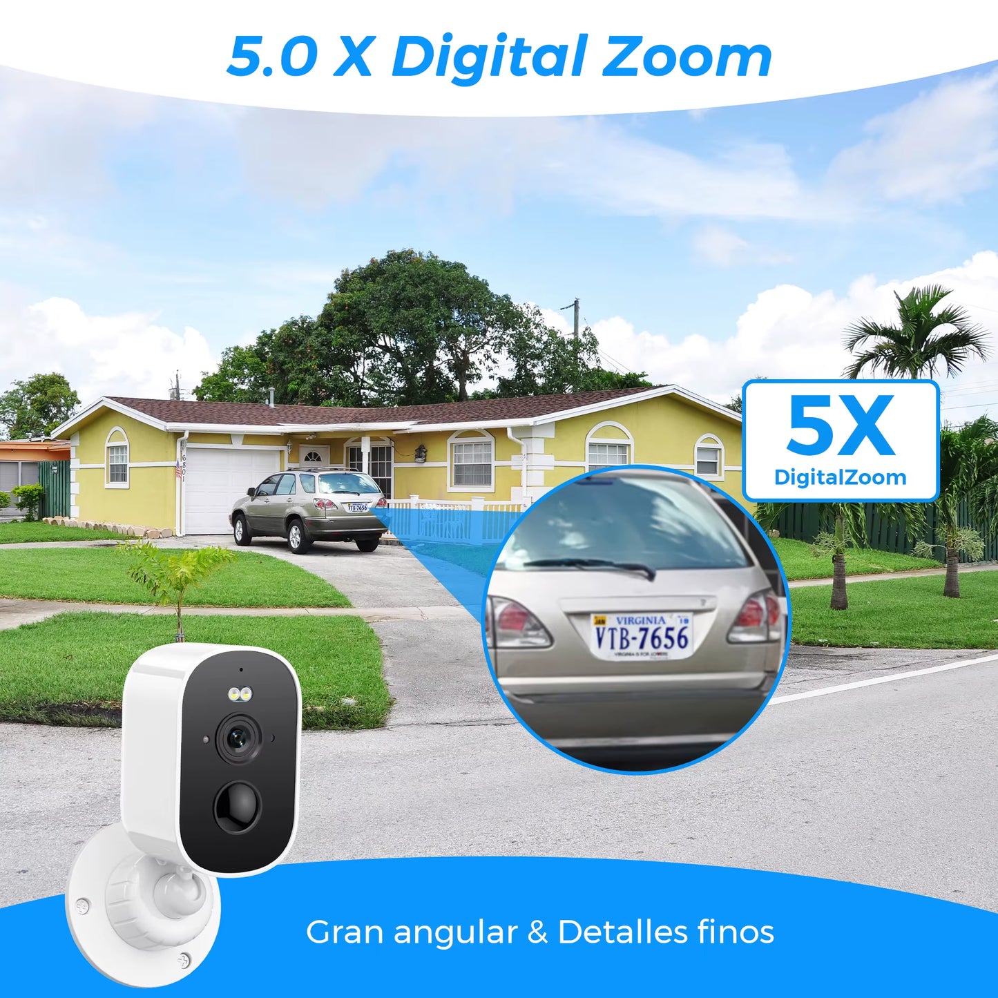 1080P Wifi Camera Solar Outdoor Wireless Battery Powered Bullet Security Camera PIR Motion Alarm Cloud Storage Two Way Audio
