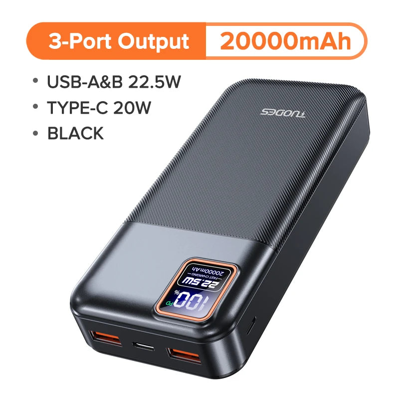 Power Bank 20000Mah PD20W External Large Battery Capacity 22.5W Fast Charging Portable Charger for Iphone Samsung Xiaomi