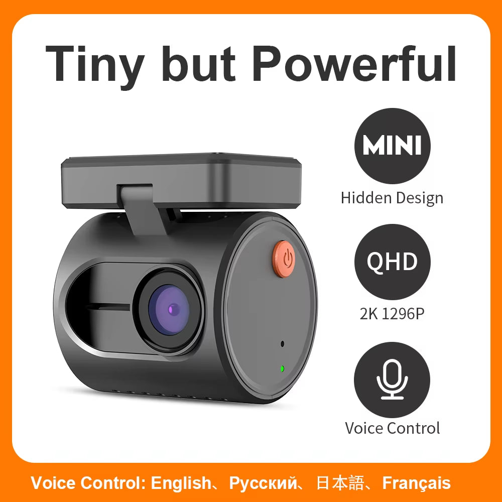 2K Dash Camera for Cars DVR Dash Cam MINI 3 Video Recorder Emergency Voice Control Night Vision Wifi APP Monitor Dashcam