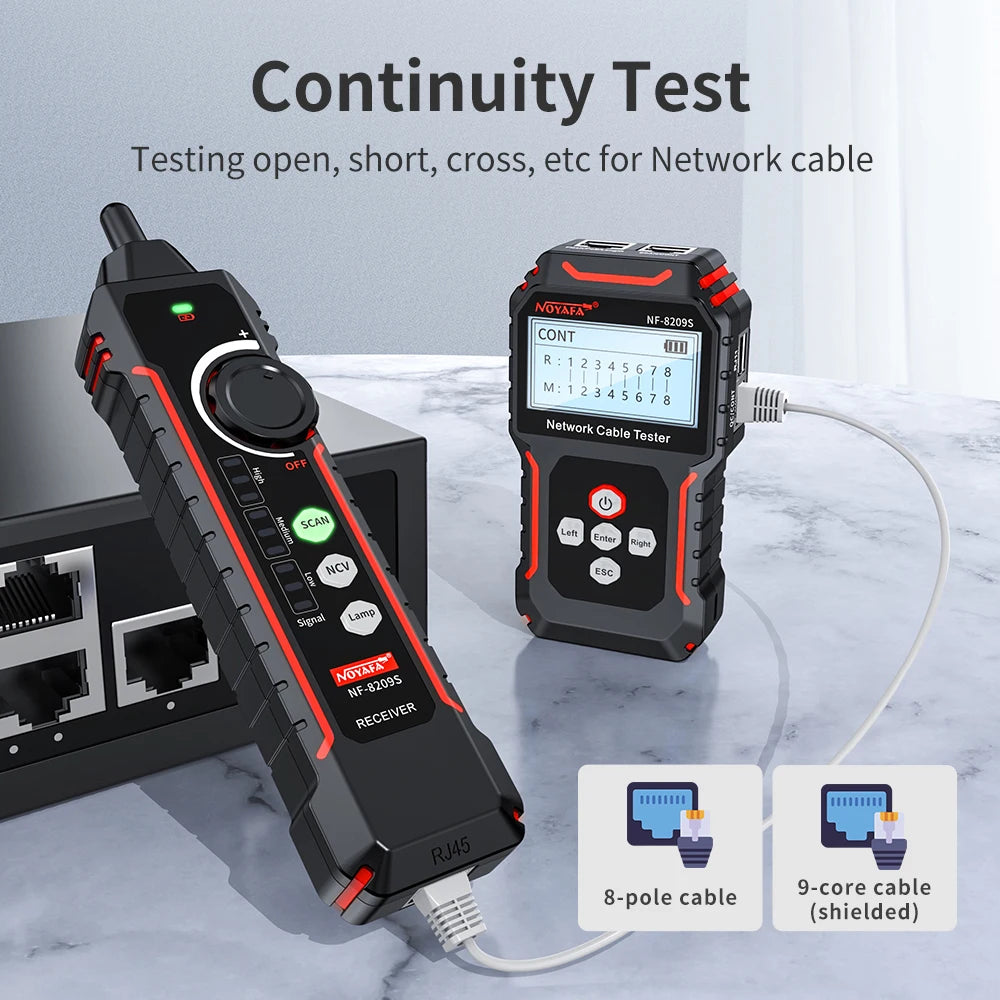 New NF-8209S LCD Network Cable Tester Wire Tracker Poecurrent Length Cabl RJ45 Cable Tracker Multifunctional Tester Tool