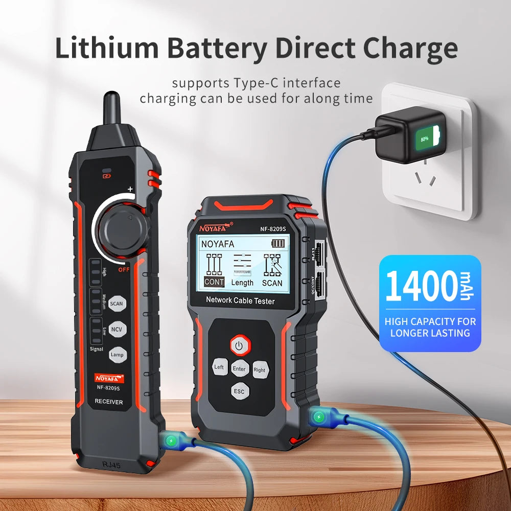 New NF-8209S LCD Network Cable Tester Wire Tracker Poecurrent Length Cabl RJ45 Cable Tracker Multifunctional Tester Tool