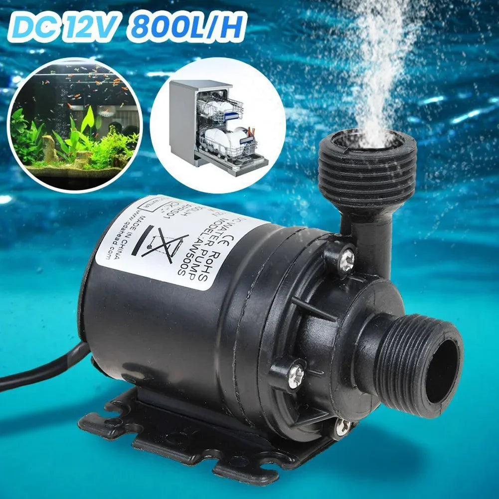 Garden High Pressure Pump DC 12V Submersible Pump 800L/H 5M Solar Brushless Motor Water Pump Low Noise Water Circulation Pump