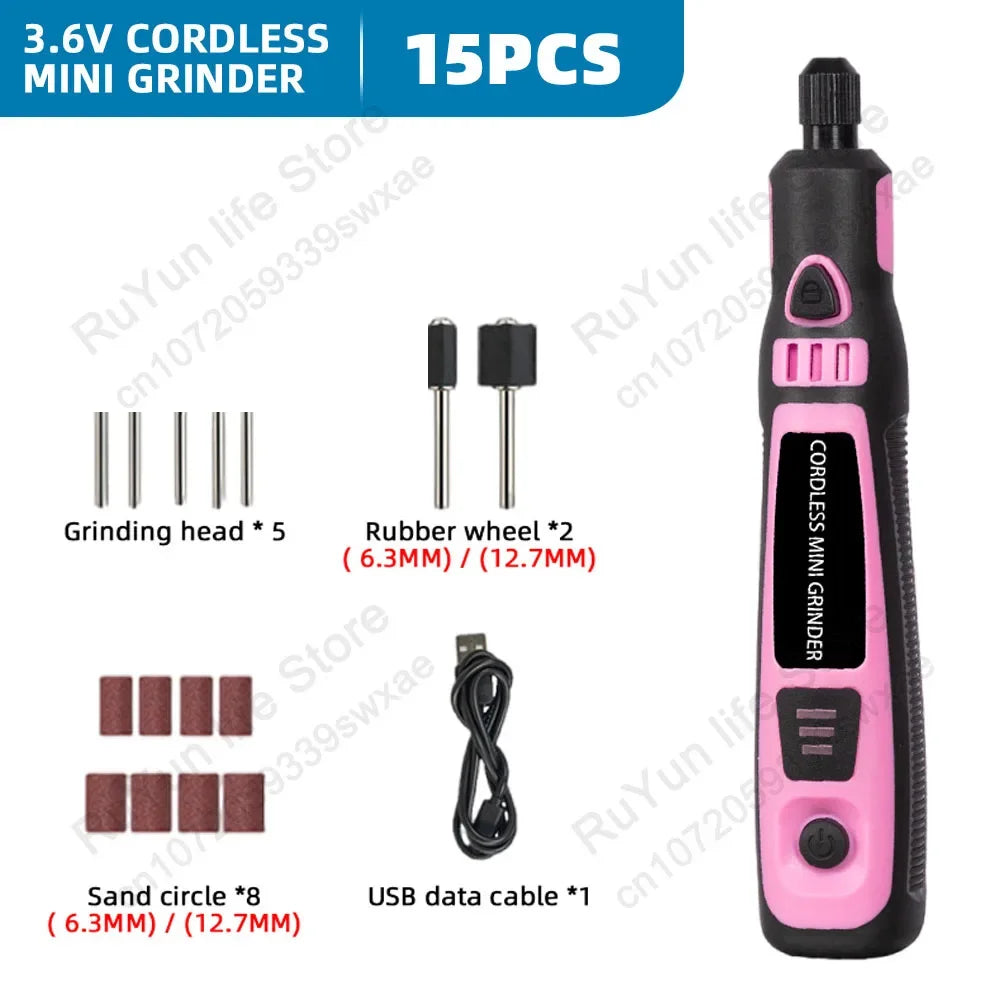 5000-10000-15000R Electric Drill Mini Grinder Engraver Rotary Tool for Glass Ceramic Grinding Engraving Polishing Car Repair Kit