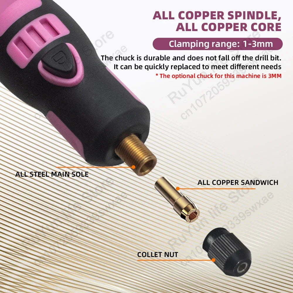 5000-10000-15000R Electric Drill Mini Grinder Engraver Rotary Tool for Glass Ceramic Grinding Engraving Polishing Car Repair Kit