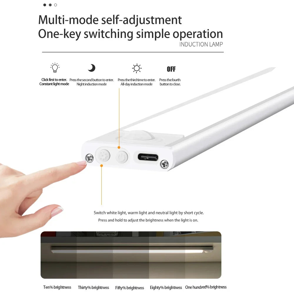 Night Light Led Lamp under Cabinet Lights Motion Sensor Night Light Closet Light Cabinet Kitchen Lighting Magnetic Night Lights