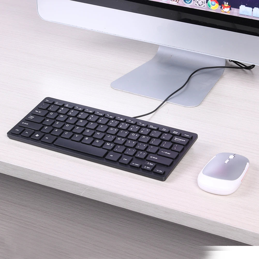 K1000 Super Slim USB Mini Multimedia Wired Keyboard 78 Keys Kaypad for Notebook