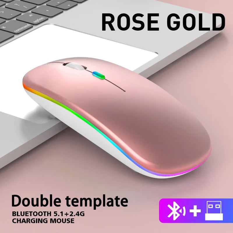 Wireless Mouse for Laptop PC Bluetooth RGB Rechargeable Mouses Wireless Computer Silent Mice LED Backlit Ergonomic Gaming Mouse