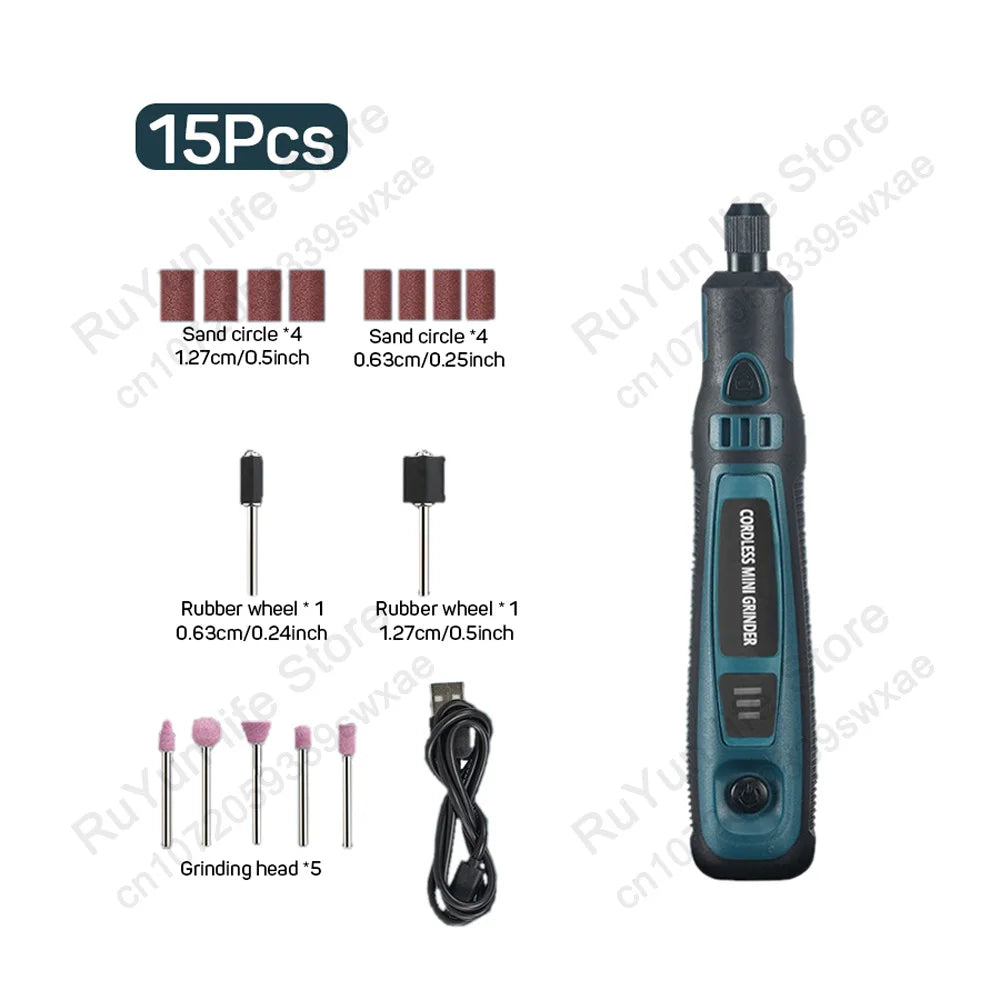 5000-10000-15000R Electric Drill Mini Grinder Engraver Rotary Tool for Glass Ceramic Grinding Engraving Polishing Car Repair Kit