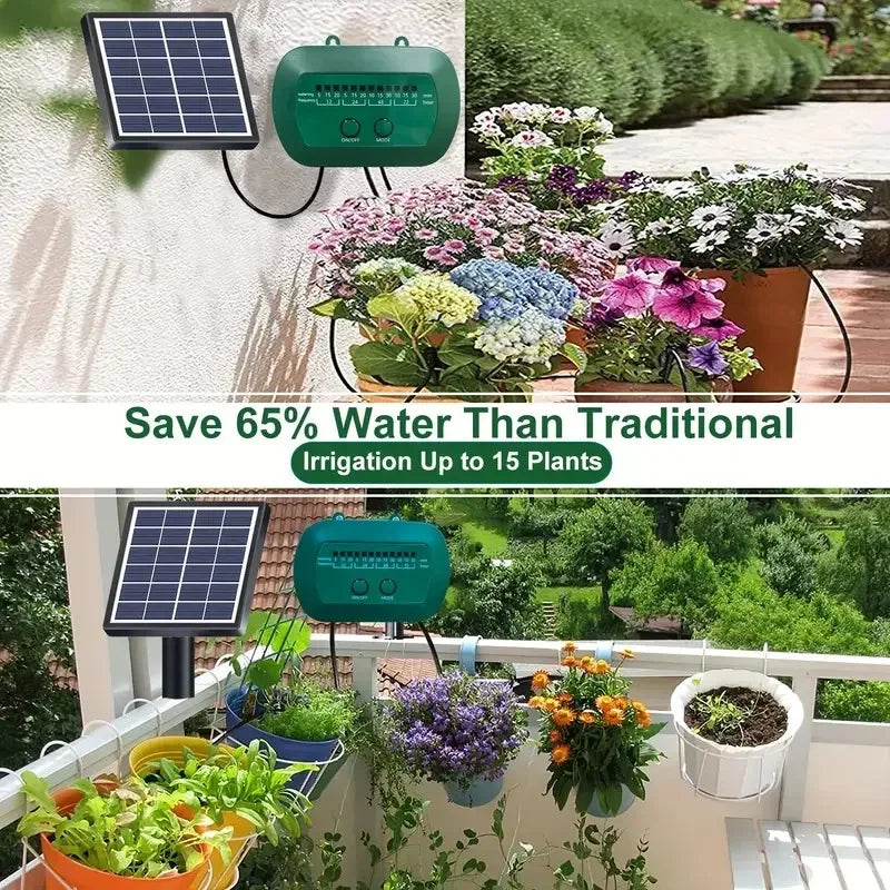 Solar Intelligent Irrigation Kit 6V 2W with Built-In 1800Mah Battery Irrigation for Potted Plants DIY Timed Watering Device