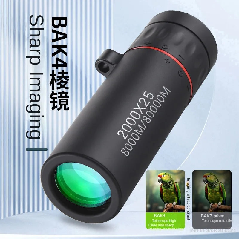 Outdoor 2000X25 HD Monocular Telescope Mini Portable Mobile Phone Telescope with Holder Camping Hunting Birdwatching Telescopes