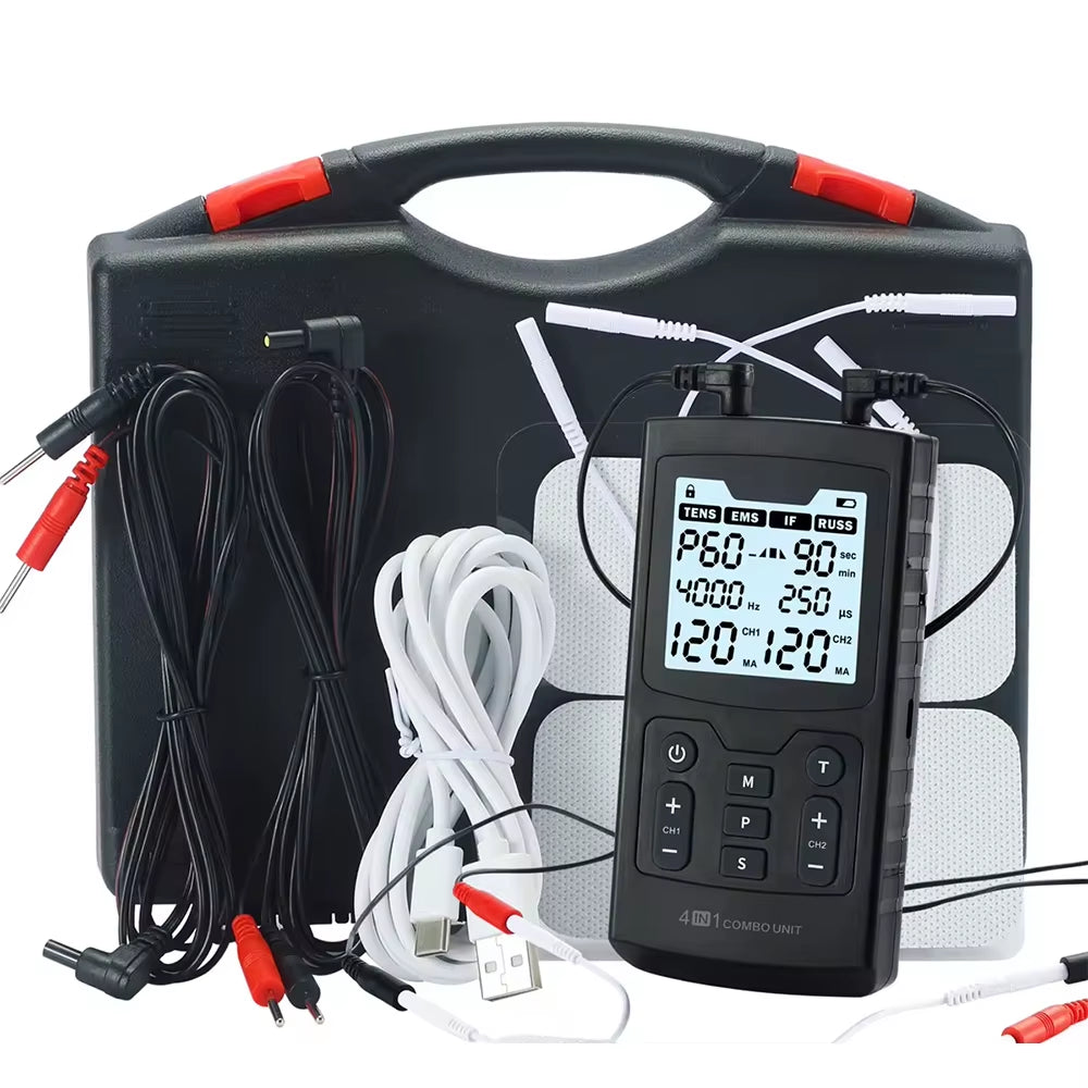 4 in 1 Electric Muscle Stimulator Interferential High-Frequency Physiotherapy Device EMS IFT RUSS TENS Pulse Electrostimulator