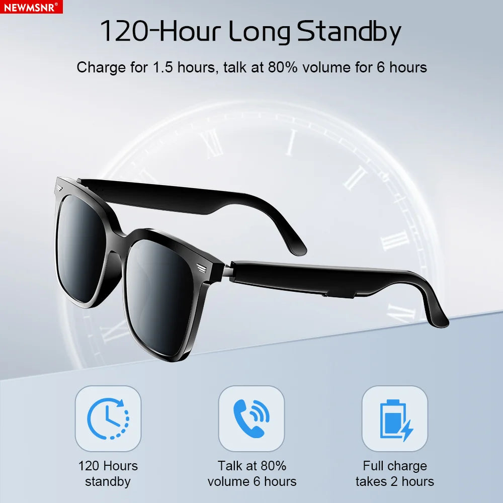 AI Sunglasses Wireless Bluetooth Earphones Stereo Sound Earbuds Touch Control Wireless Headphones Sports Headsets with HD Call