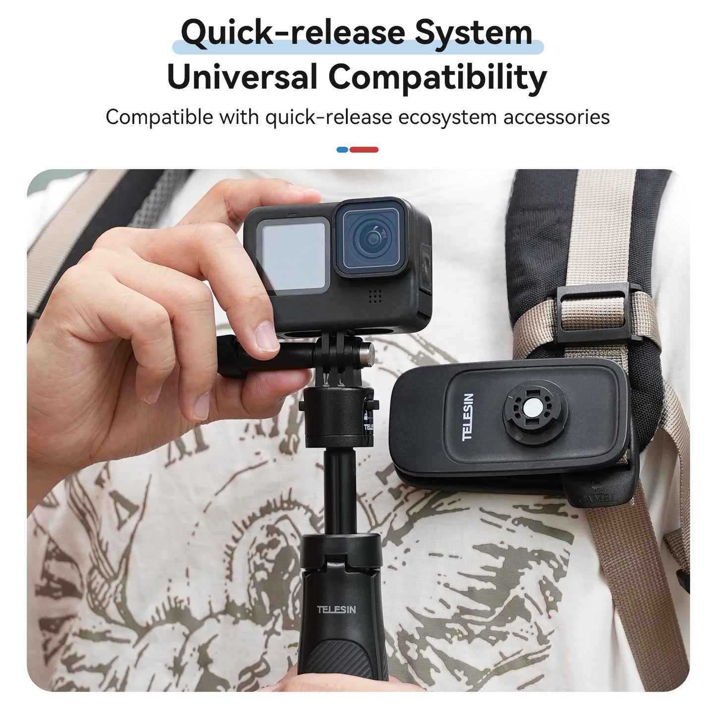 Mini Quick Release Selfie Stick Tripod Portable Adjustable Length for Gopro Insta360 DJI Osmo Action Action Camera