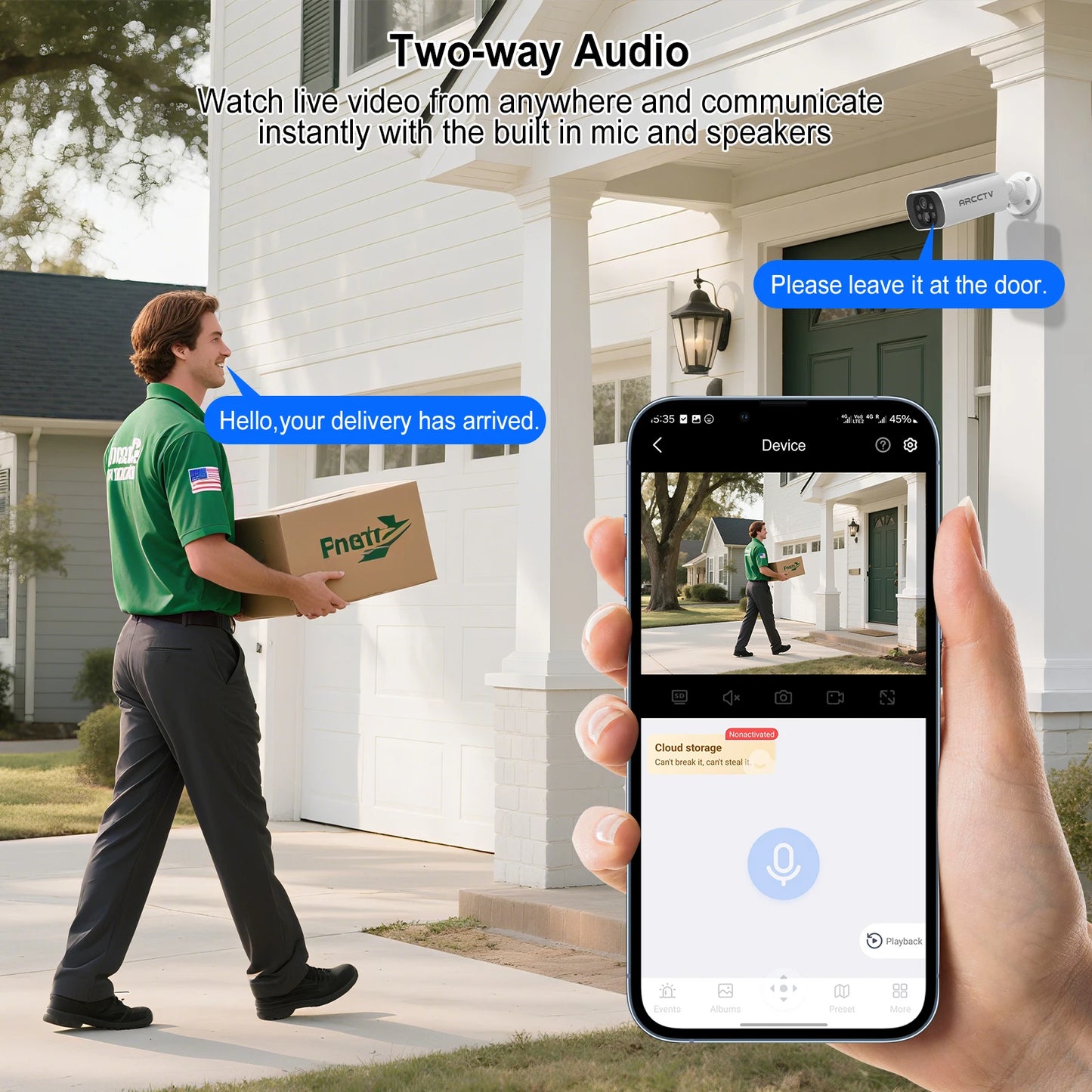 ARCCTV 2K Wireless Solar Camera Outdoor Surveillance Integrated Battery Wifi Camera Humanoid Detection Flash Alarm Night Vision