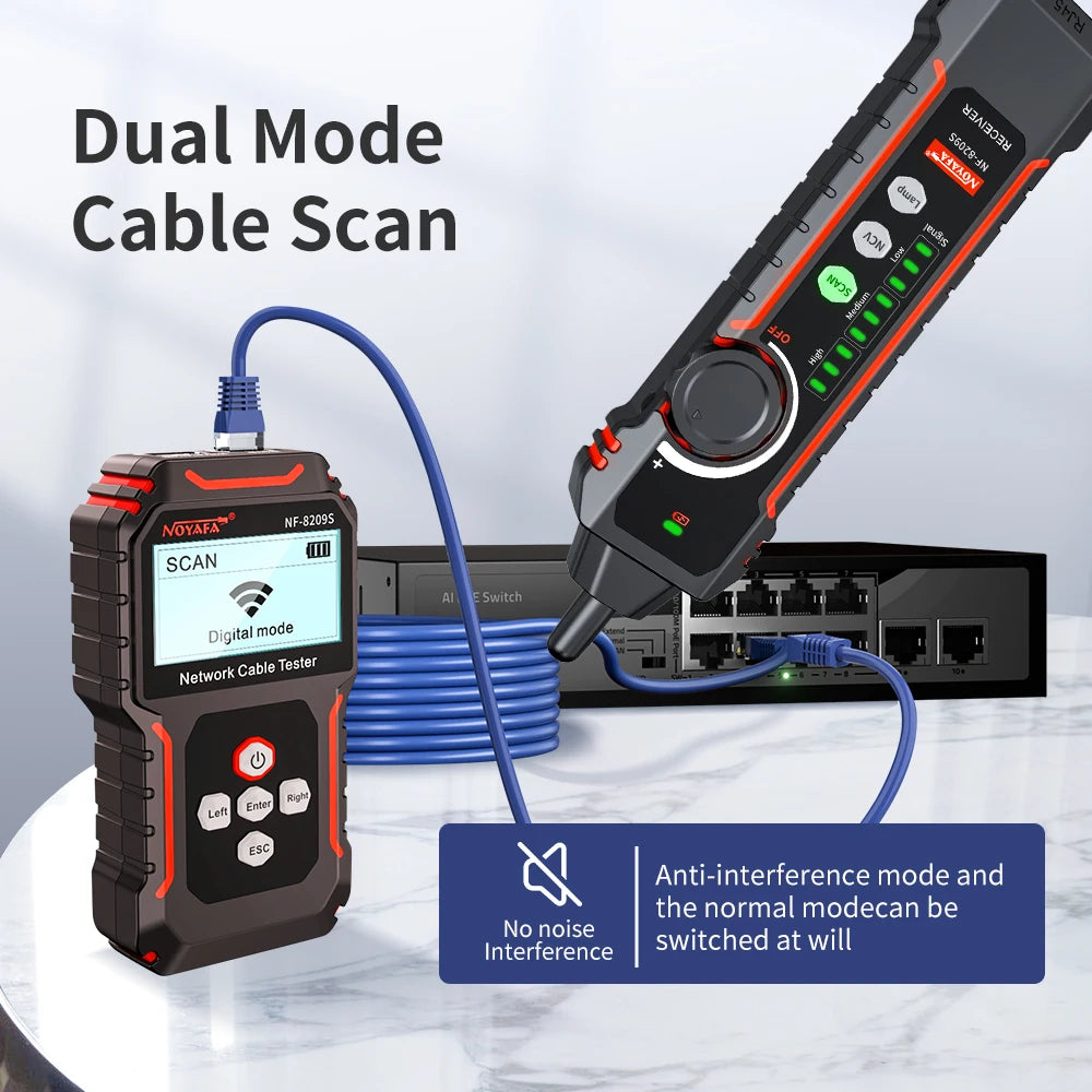 New NF-8209S LCD Network Cable Tester Wire Tracker Poecurrent Length Cabl RJ45 Cable Tracker Multifunctional Tester Tool