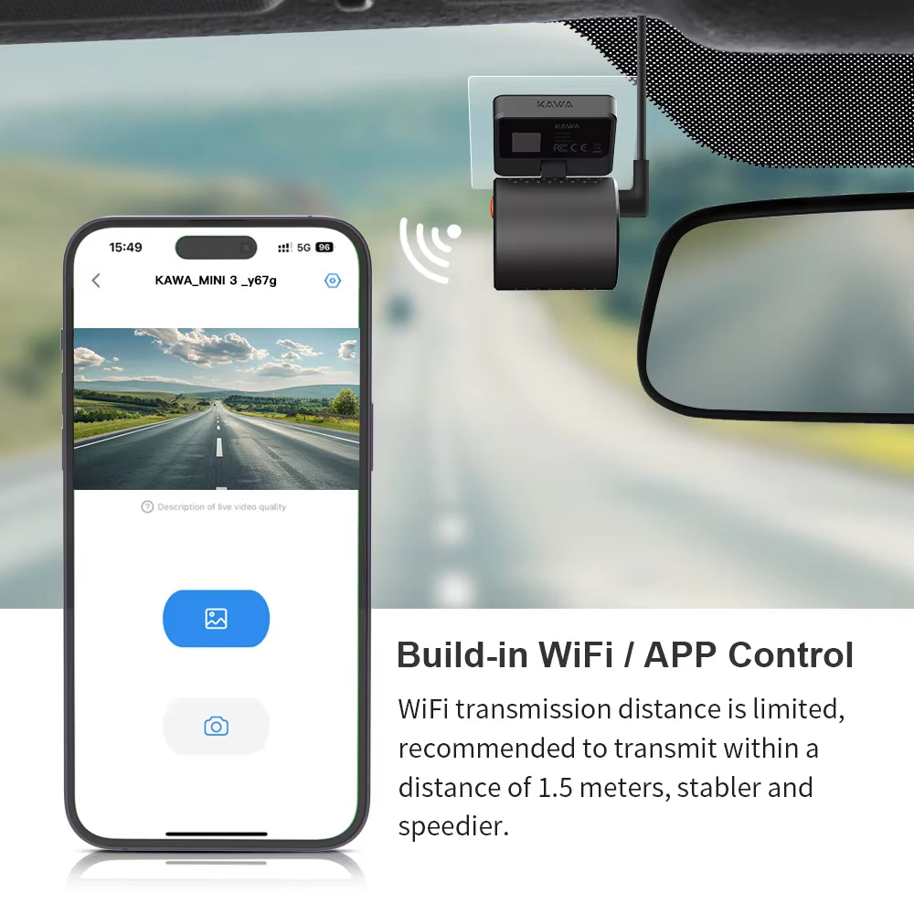 2K Dash Camera for Cars DVR Dash Cam MINI 3 Video Recorder Emergency Voice Control Night Vision Wifi APP Monitor Dashcam