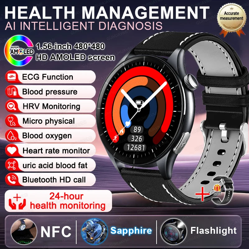 2025 New for HUAWEI Health Monitoruric Acid Blood Pressure Blood Oxygen Body Analysis Smart Watch ECG+PPG Clock Smartwatch Men
