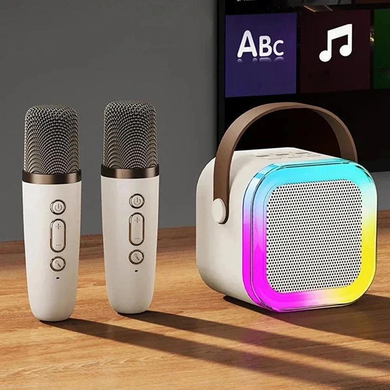 Bluetooth K12 Karaoke Machine Portable 5.3 PA Speaker System with 1-2 Wireless Microphones Home Family Singing Children'S Gifts