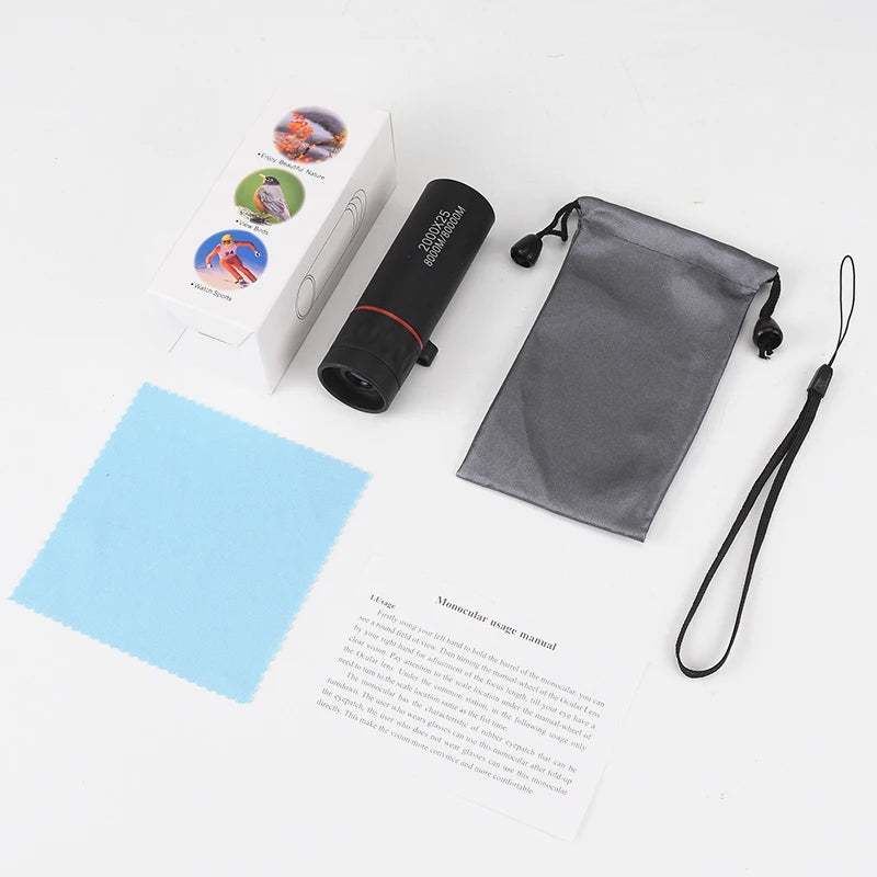 Outdoor 2000X25 HD Monocular Telescope Mini Portable Mobile Phone Telescope with Holder Camping Hunting Birdwatching Telescopes