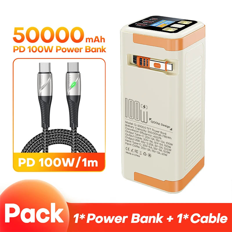 50000Mah Power Bank PD 100W Fast Charging Portable Large Battery Capacity Power Station for Iphone Laptop Samsung Xiaomi