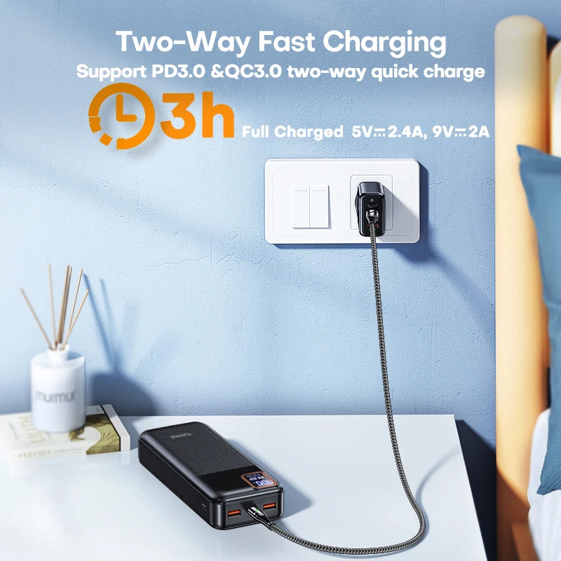 Power Bank 20000Mah PD20W External Large Battery Capacity 22.5W Fast Charging Portable Charger for Iphone Samsung Xiaomi