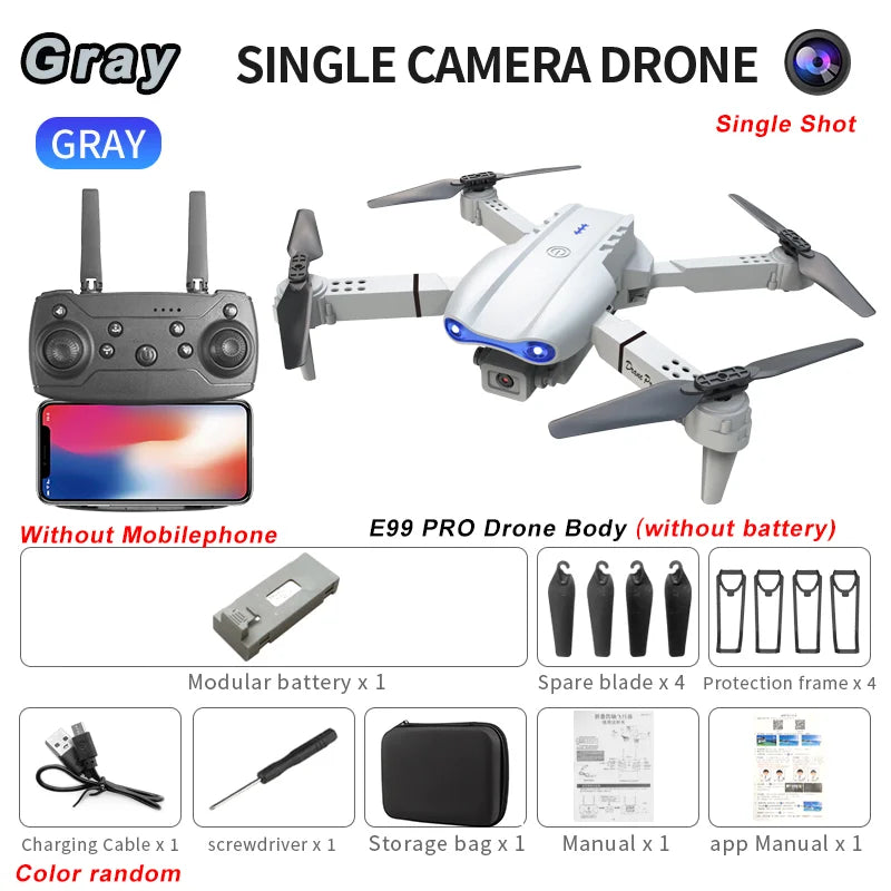 2024 E99Pro RC Drone 4K Professinal with 1080P Wide Angle HD Camera Foldable Helicopter WIFI FPV Height Hold Gift Toy