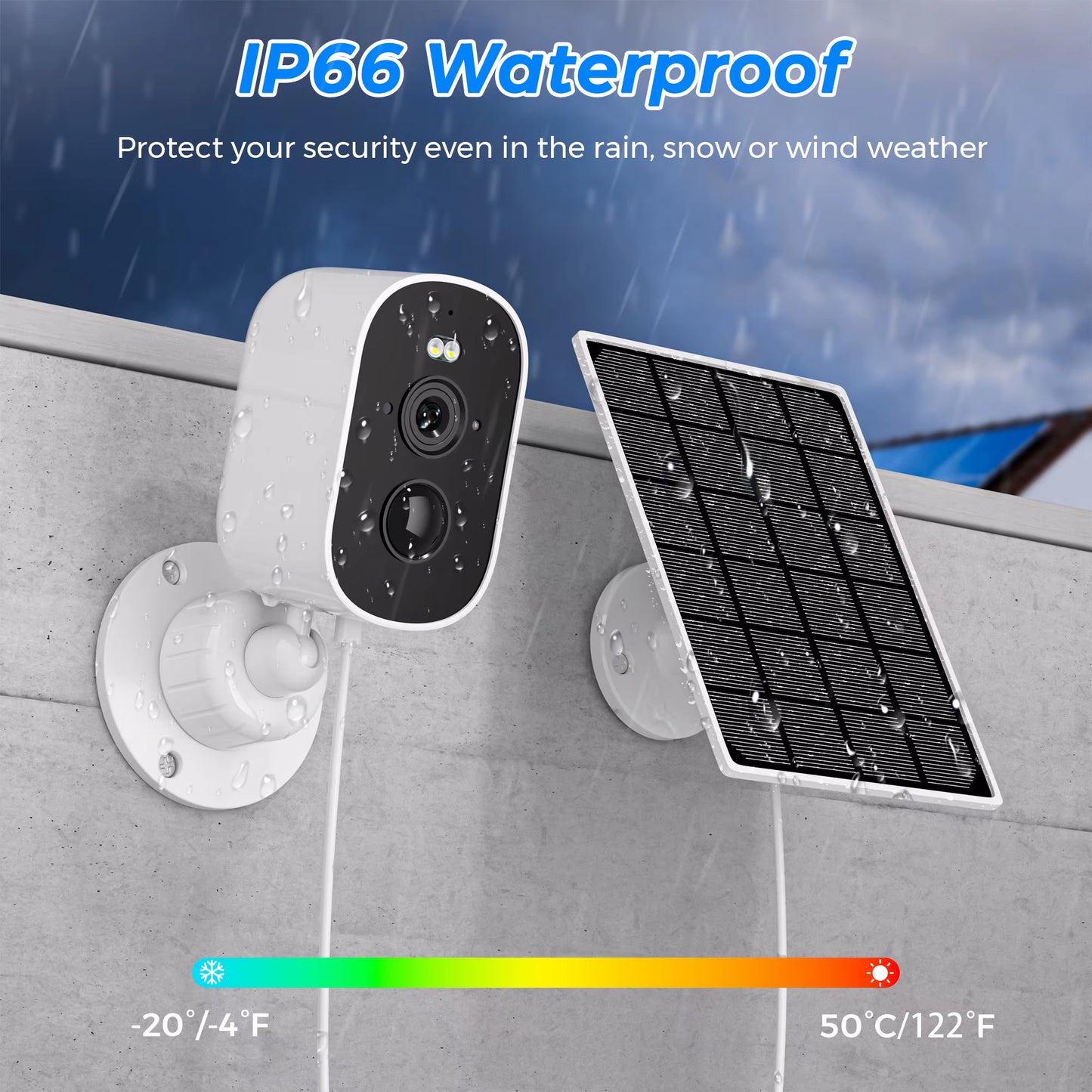 1080P Wifi Camera Solar Outdoor Wireless Battery Powered Bullet Security Camera PIR Motion Alarm Cloud Storage Two Way Audio
