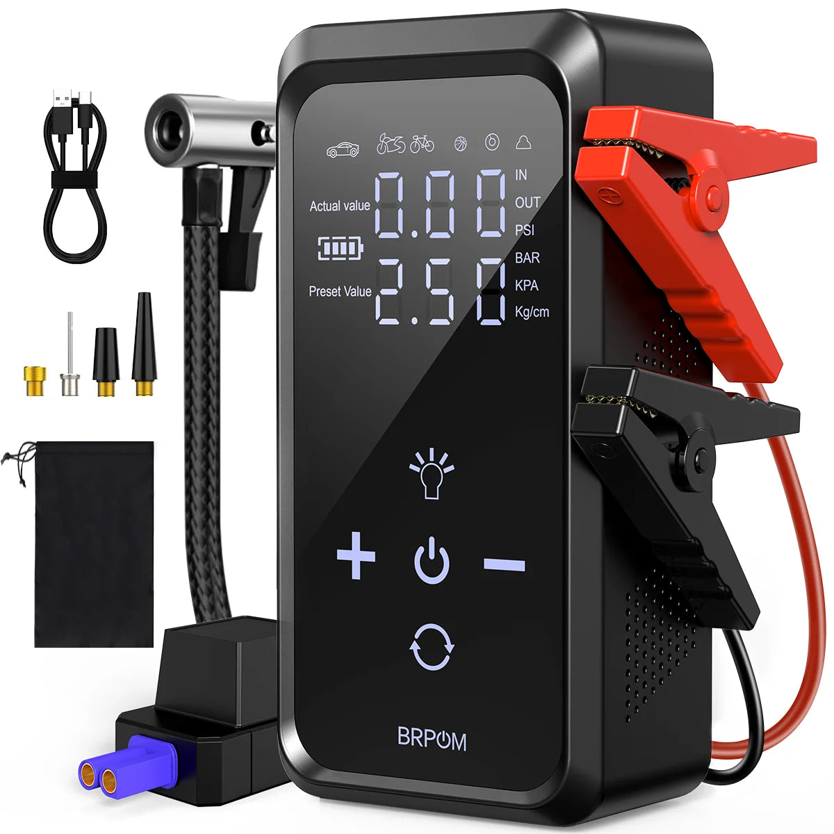 7000A Car Jump Starter 26800Mah Power Bank 150PSI Pump Air Compressor Emergency Battery Booster Power Bank Start