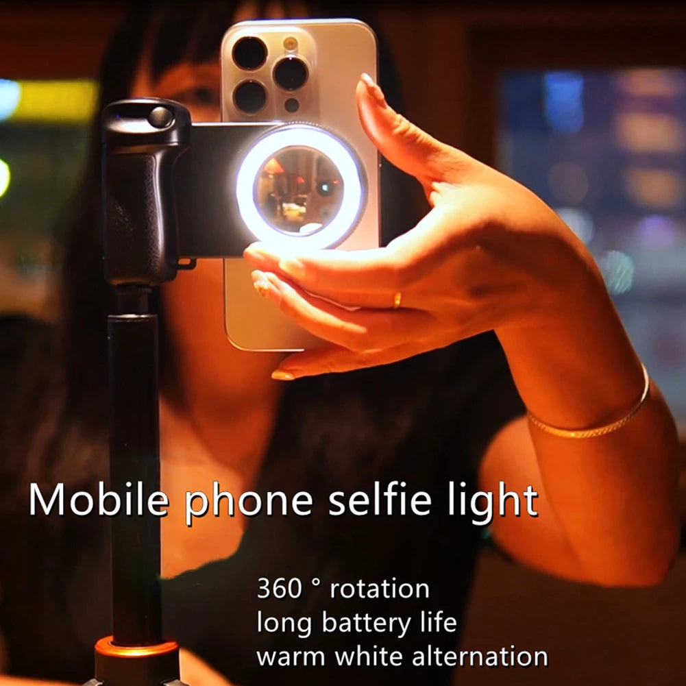 For Magsafe Bluetooth-Compatible Shutter Phone Holder Camera Handle Grip Selfie Stablizer with Fill Light for Android Iphone 16