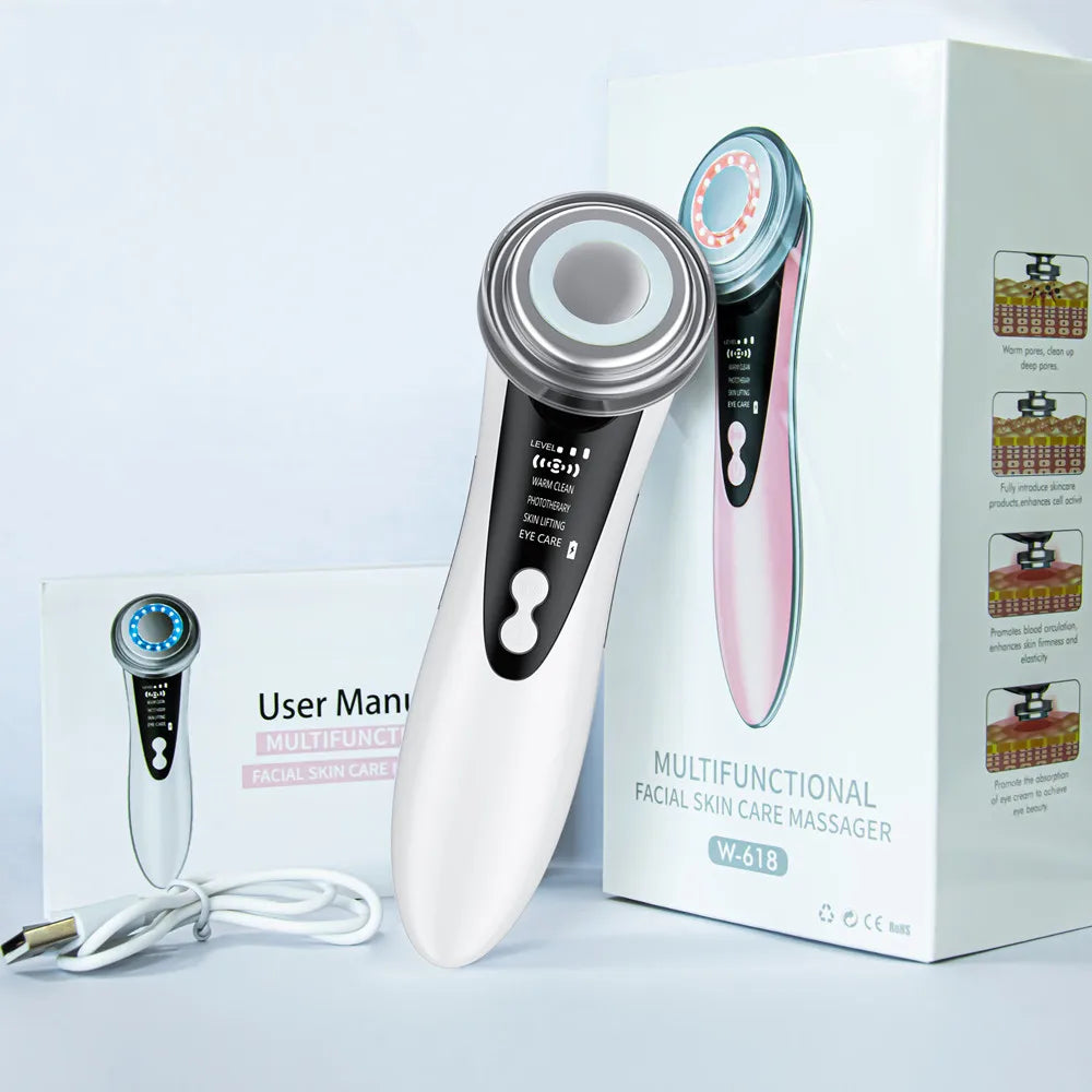7 in 1 EMS Microcurrent Beauty Device Face Lifting Machine Skin Rejuvenation anti Wrinkle Face Cleaning Vibration Massager