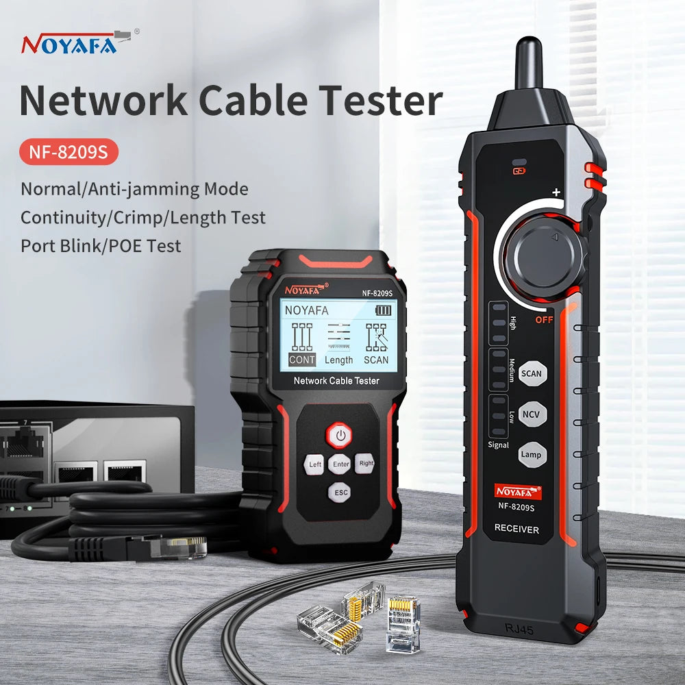 New NF-8209S LCD Network Cable Tester Wire Tracker Poecurrent Length Cabl RJ45 Cable Tracker Multifunctional Tester Tool
