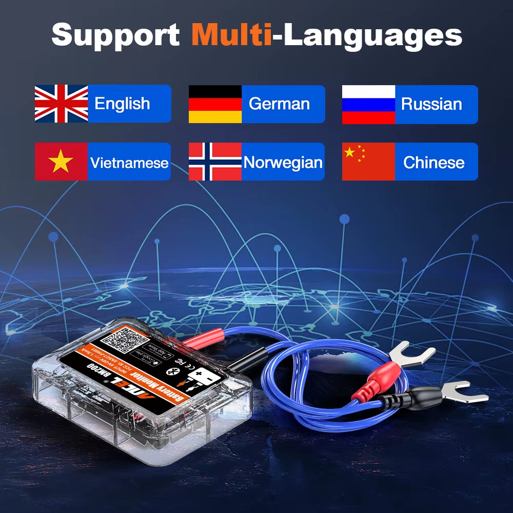 BM200 12V Battery Monitor Wireless Bluetooth Car Battery Health APP Monitoring Battery Tester Tools for Android IOS