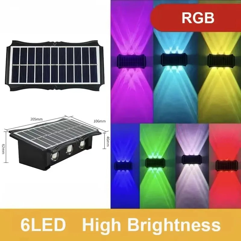 Solar Wall Lamp Outdoor Solar LED Light Waterproof up and down Luminous Lighting Balcony Yard Garden Decoration Lights