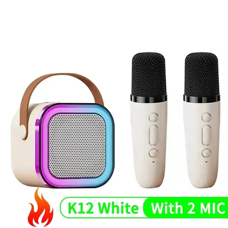 Bluetooth K12 Karaoke Machine Portable 5.3 PA Speaker System with 1-2 Wireless Microphones Home Family Singing Children'S Gifts